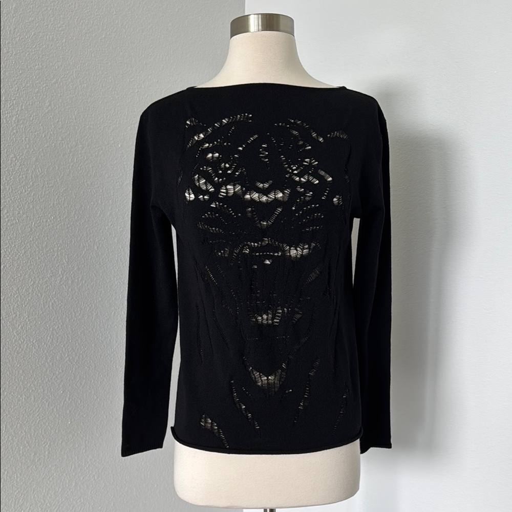 *Flawed* Vintage Krizia Maglia Elegant Black Cutout Women's Top